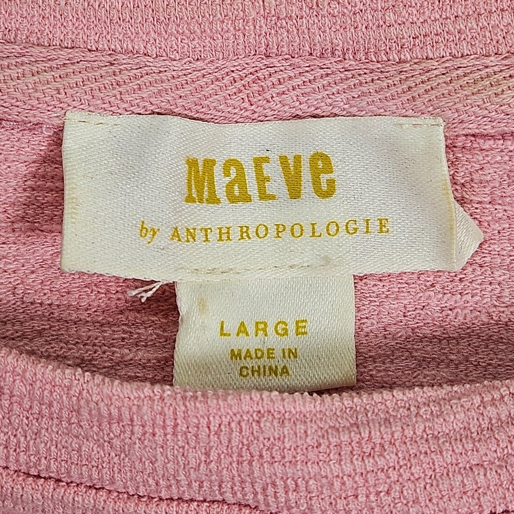 Maeve By Anthropologie Top L Pink Swiss Dot Puff Sleeve Fairy Romantic Crew Neck - Picture 3 of 6